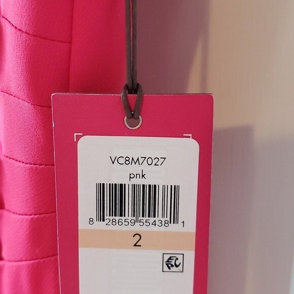 NWT VINCE CAMUTO LONG DRESS FAUX WRAP RUFFLE PINK SIZE 2 EVENING SLEEVELESS - Picture 8 of 9